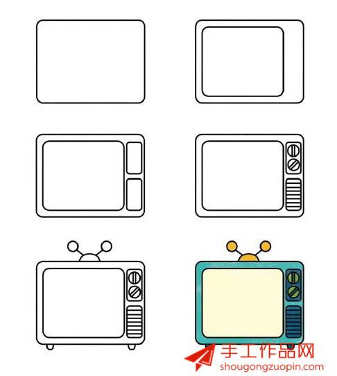 老式电视机简笔画怎么画